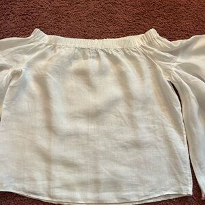 Zara white linen Off-the-Shoulder Blouse